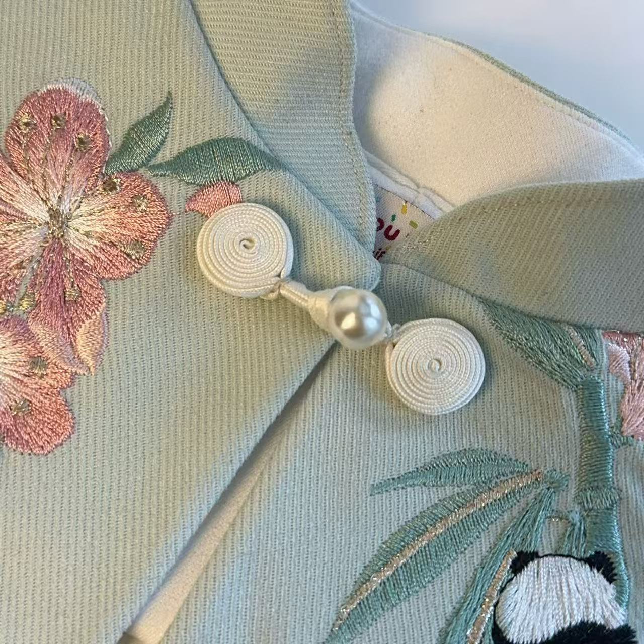 Peach Blossom & Bamboo Panda Pet Bib