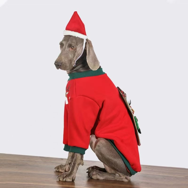Wepeto Christmas Reindeer Gift Hoodie for Medium & Large Dogs