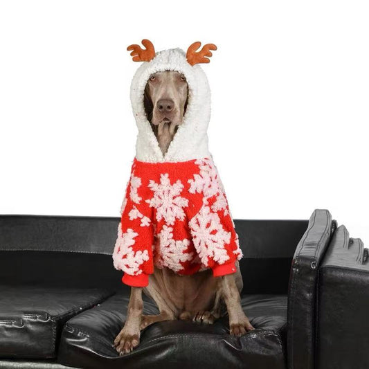 Snowflake Christmas Pajamas for Large Dogs – Cozy Red Winter Outfit