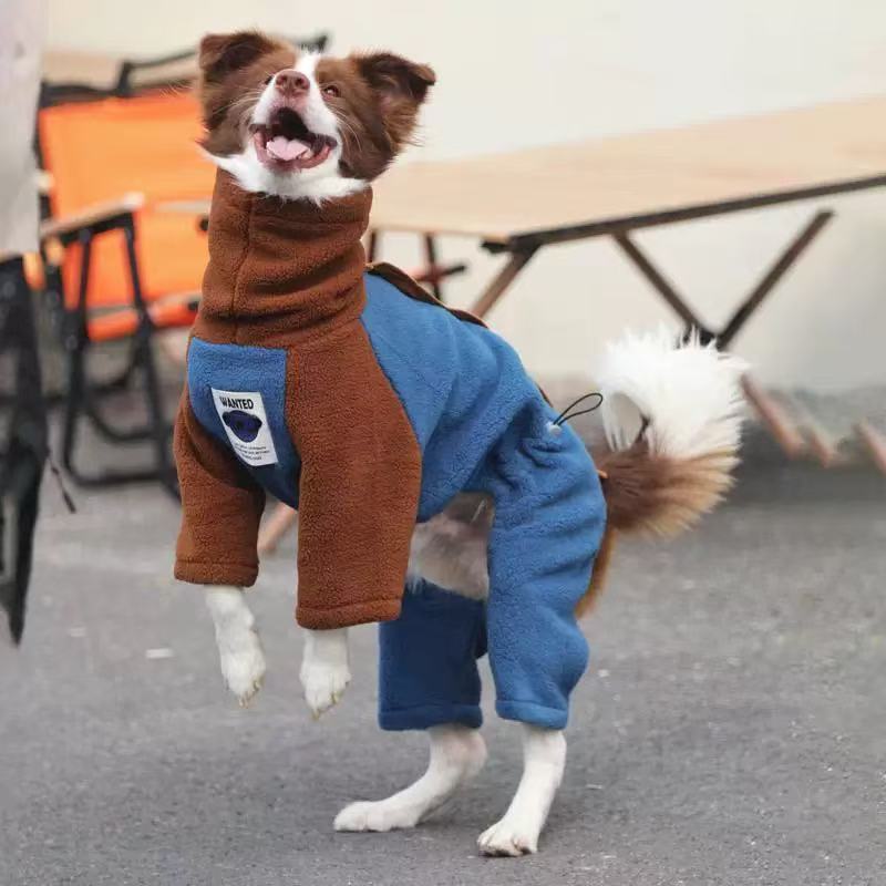 Cozy Winter Fleece Jumpsuit for Large Dogs – Warm 4-Leg Outfit