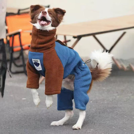 Cozy Winter Fleece Jumpsuit for Large Dogs – Warm 4-Leg Outfit