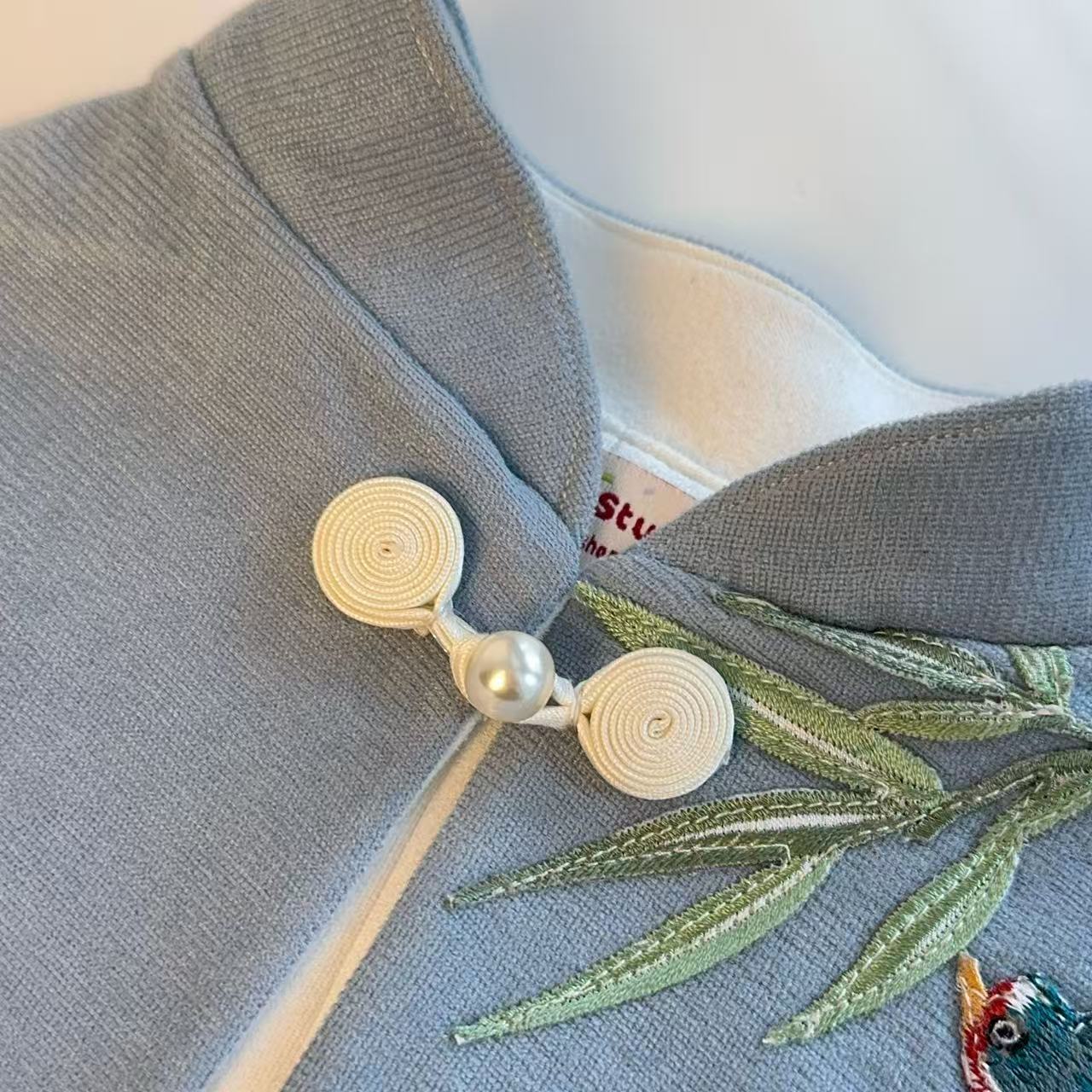 Swallow & Bamboo Embroidered Pet Bib