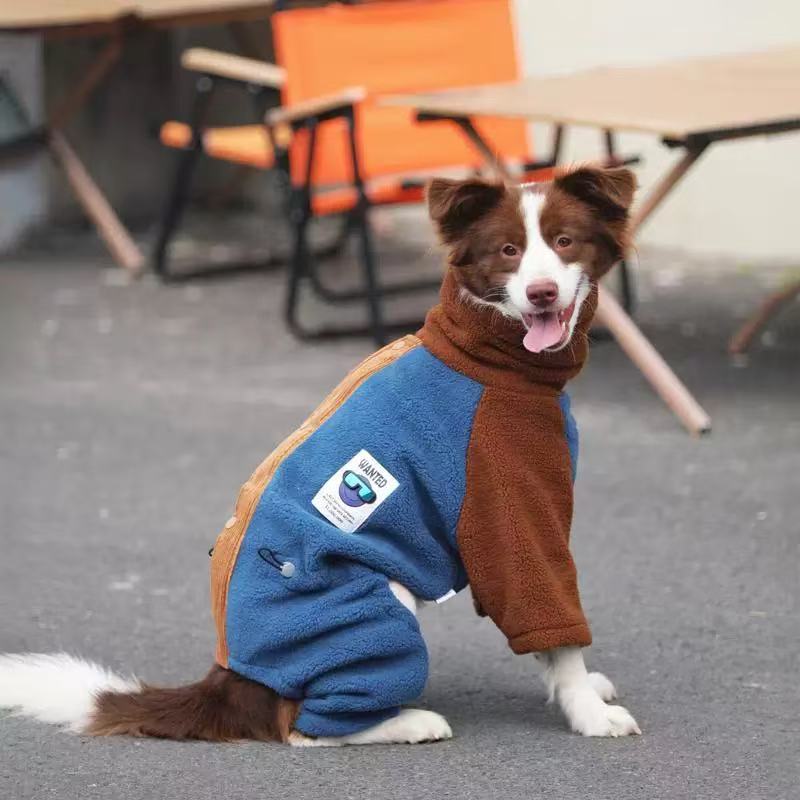 Cozy Winter Fleece Jumpsuit for Large Dogs – Warm 4-Leg Outfit