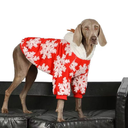 Snowflake Christmas Pajamas for Large Dogs – Cozy Red Winter Outfit