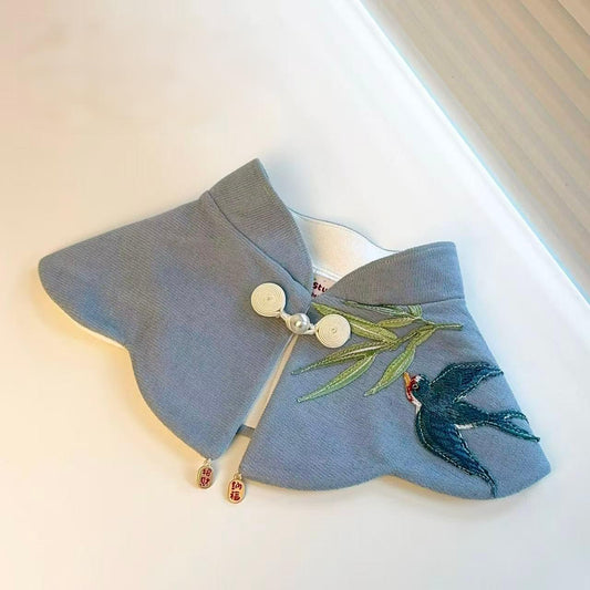 Swallow & Bamboo Embroidered Pet Bib