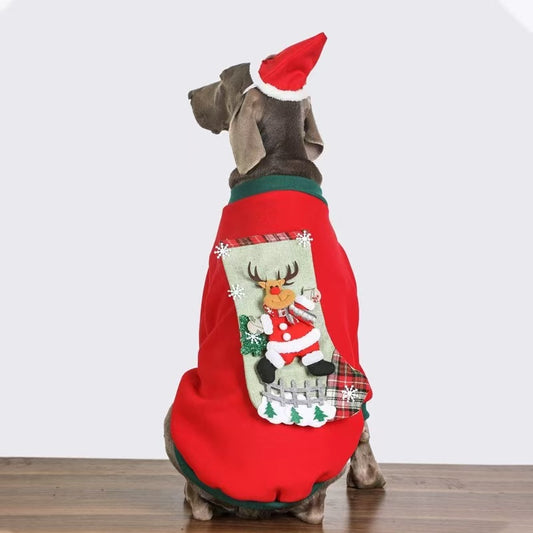 Wepeto Christmas Reindeer Gift Hoodie for Medium & Large Dogs