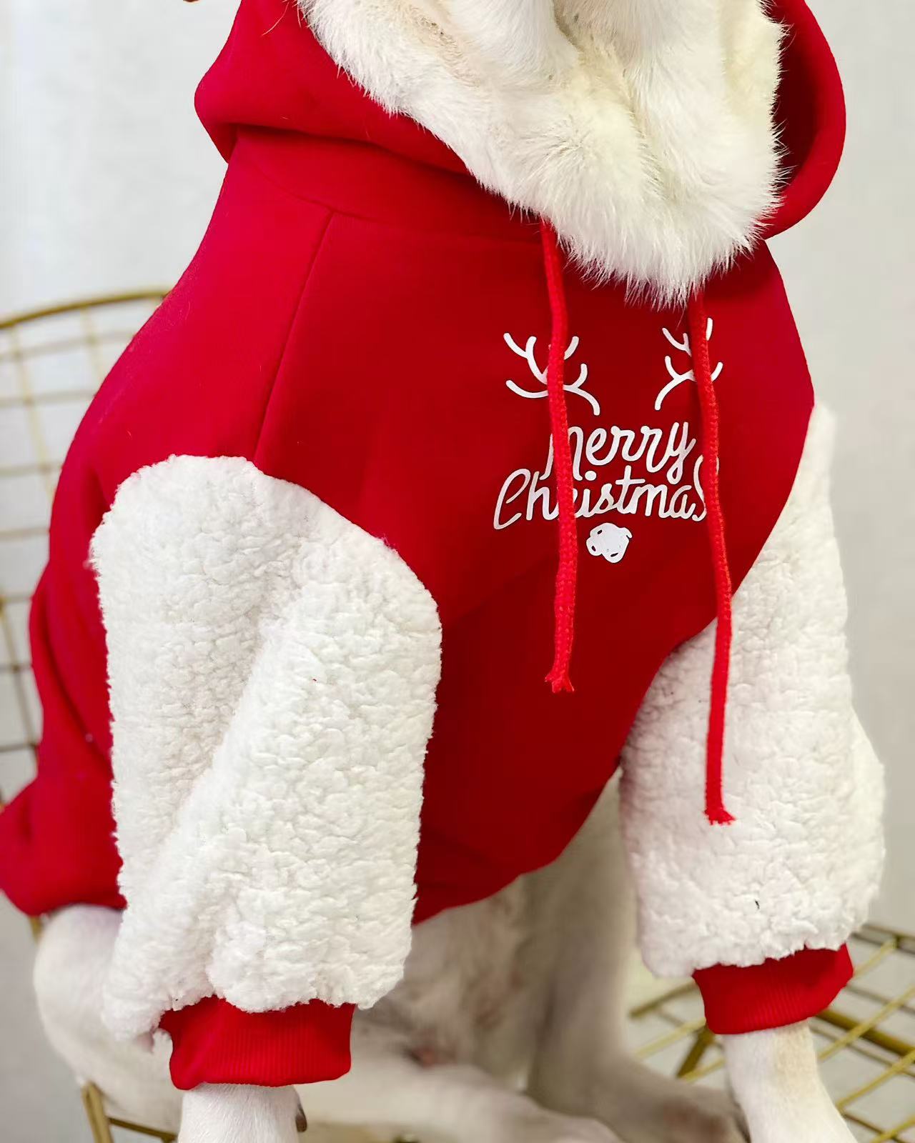 Wepeto Christmas Reindeer Hoodie for Medium & Large Dogs
