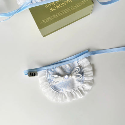 Serene Azure Ruffle Bib – "Youlan Chuiyi" Collection