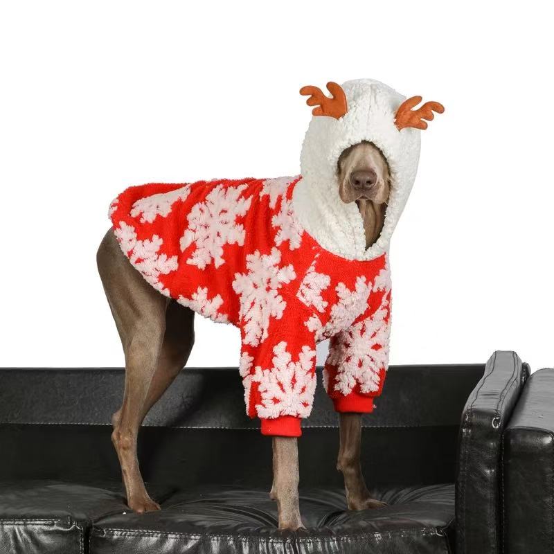 Snowflake Christmas Pajamas for Large Dogs – Cozy Red Winter Outfit
