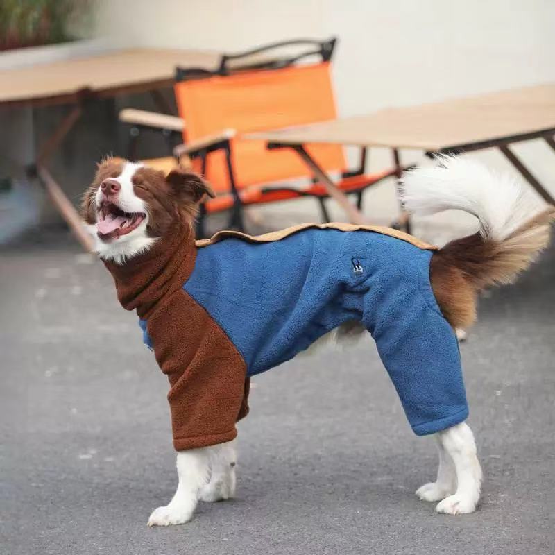 Cozy Winter Fleece Jumpsuit for Large Dogs – Warm 4-Leg Outfit